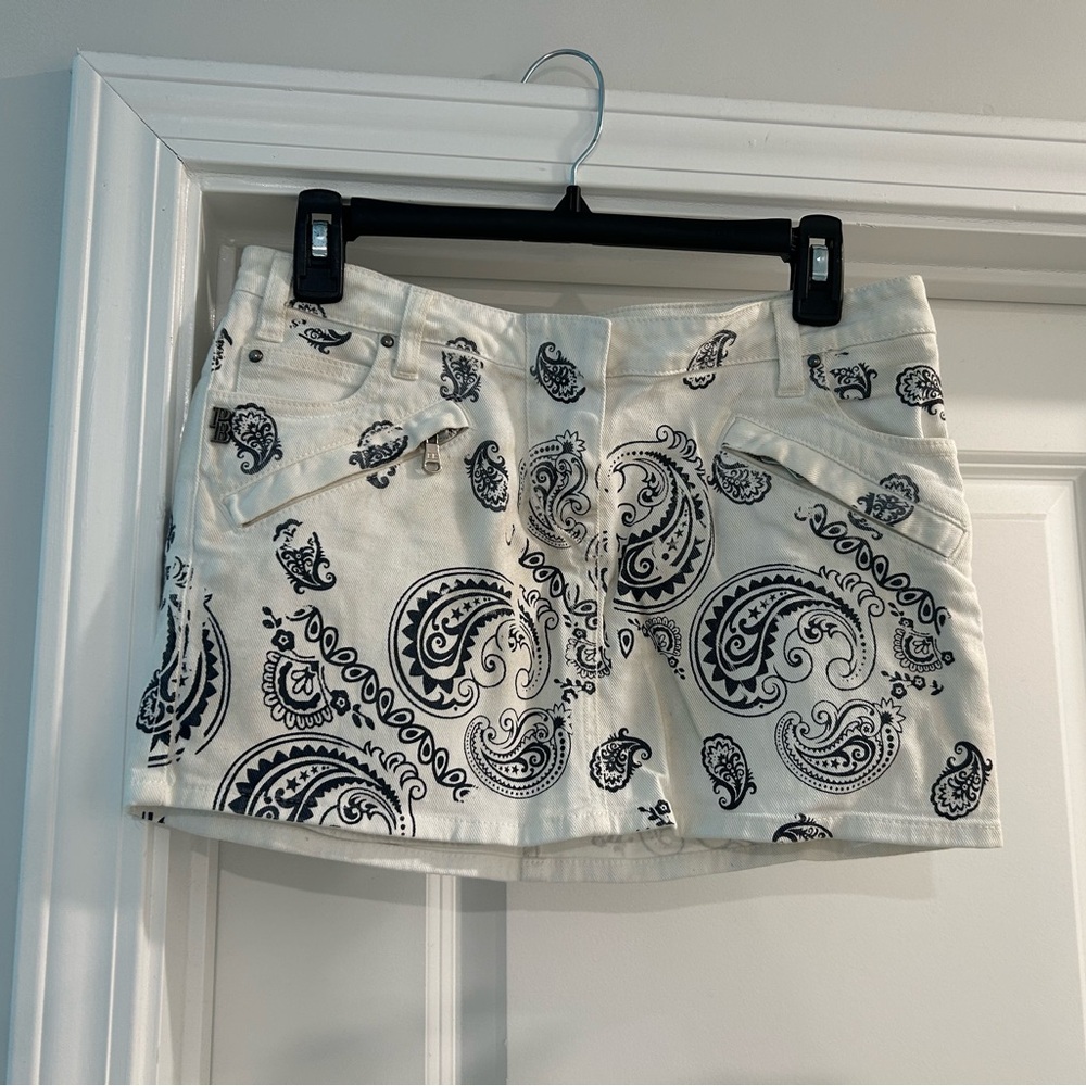 Pierre Balmain bandana print denim mini skirt